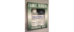 Superior industrial strength fabric marking ink kit from the rubber stamp shop for indelible marking of clothing or laundry includes ink and conditioner and ink pad.