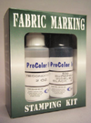 Superior industrial strength fabric marking ink kit from the rubber stamp shop for indelible marking of clothing or laundry includes ink and conditioner and ink pad.