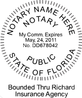 Florida Round Notary Stamp with Bonded Info